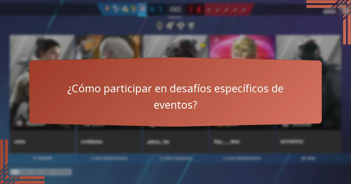 ¿Cómo participar en desafíos específicos de eventos?